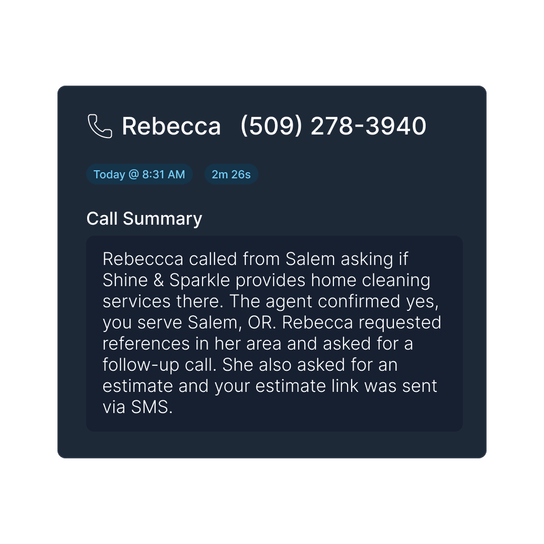 Call recording and transcript view